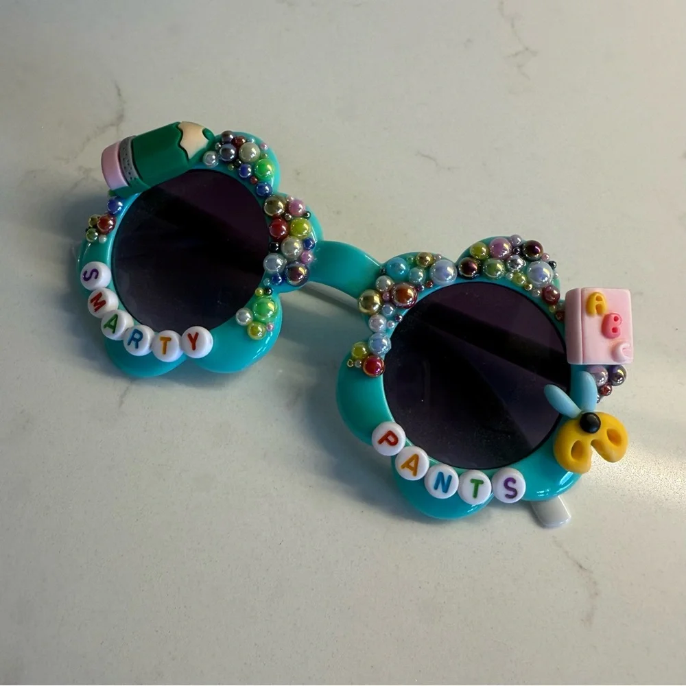Turquoise Beaded 'Smarty Pants' Novelty Sunglasses